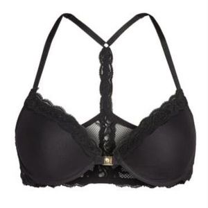 NWT black Natori feathers t-back bra size 32D